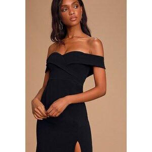 Lulus Song Of Love Black Off-the-shoulder Maxi Dress - Size M